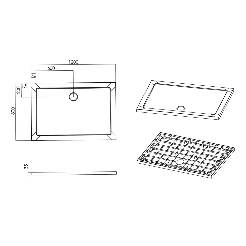Душовий піддон акриловий Imprese ShowerPad 80*120*3,5см (SPS-1280) Фото - 1