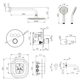 Душова система з термостатом прихованого монтажу 3 функції IMPRESE KUCERA t04803410SBC, чорний матовий Фото - 1