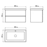 Тумба с умывальником IMPRESE Osser 80x50x45 см, подвесная, белая (u08509111FJ) Фото - 1