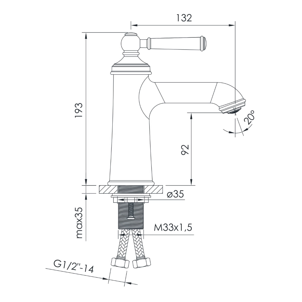 Змішувач для умивальника IMPRESE HYDRANT ZMK031806010, 35 мм Фото - 1