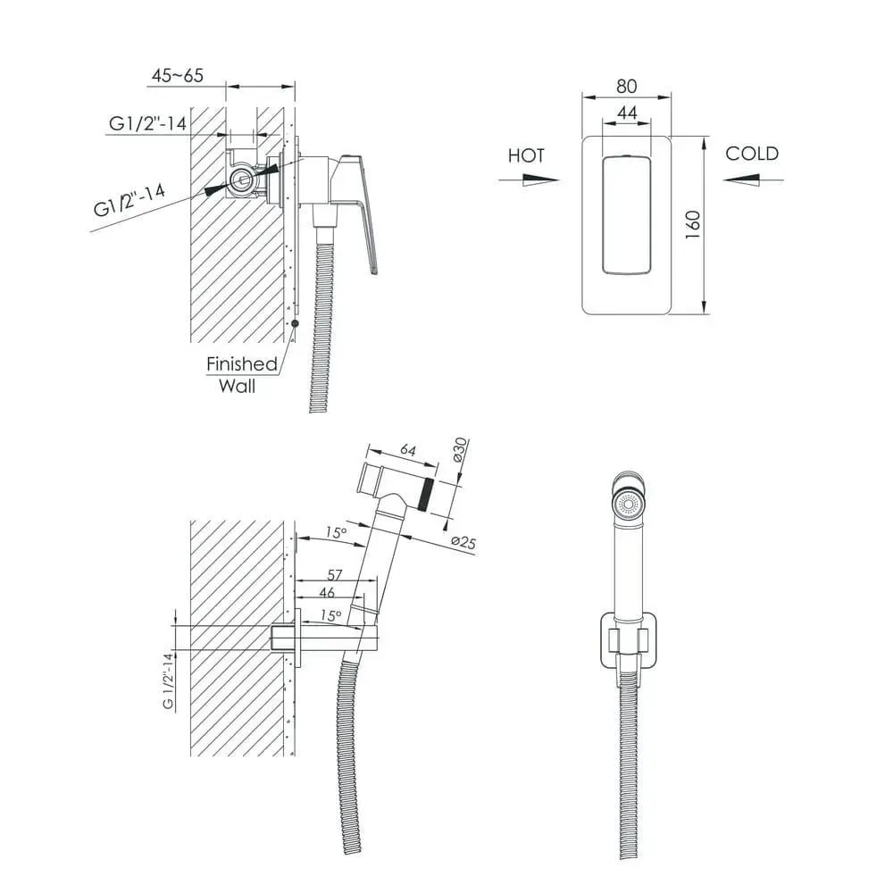 Набор с гигиеническим душем Imprese GRAFIKY (ZMK041807120) Фото - 1