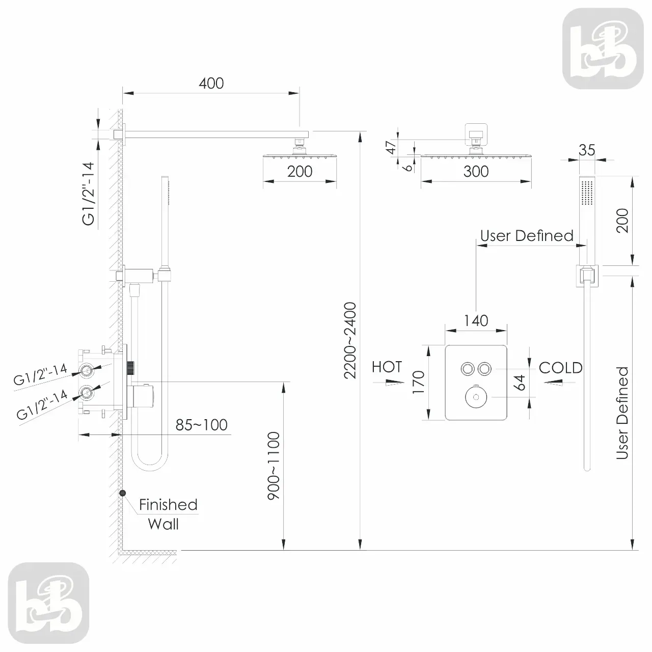 Душевая система с термостатом скрытого монтажа IMPRESE GRAFIKY ZMK0424070481, черный никель Фото - 1
