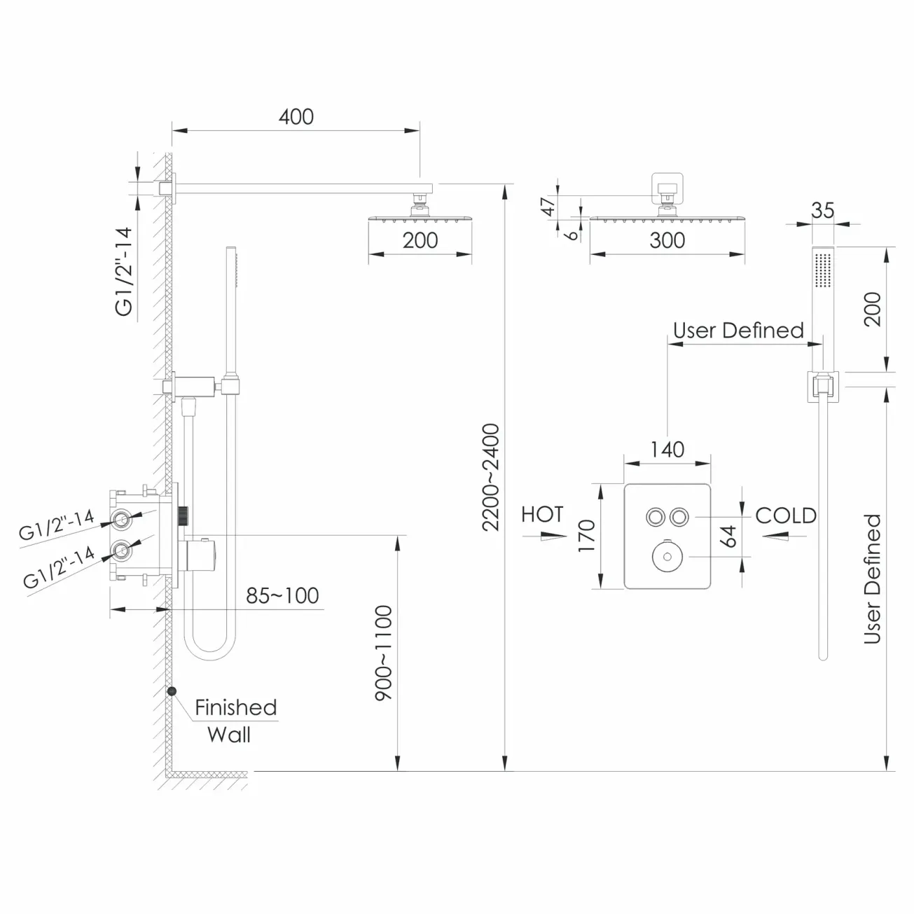 Душевая система скрытого монтажа с термостатом Imprese Grafiky, хром (ZMK0624010481) Фото - 1
