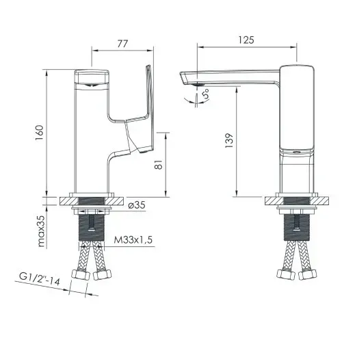 Смеситель для умывальника Imprese Grafiky, ручка сбоку, бронза сатин (ZMK1725150354) Фото - 1
