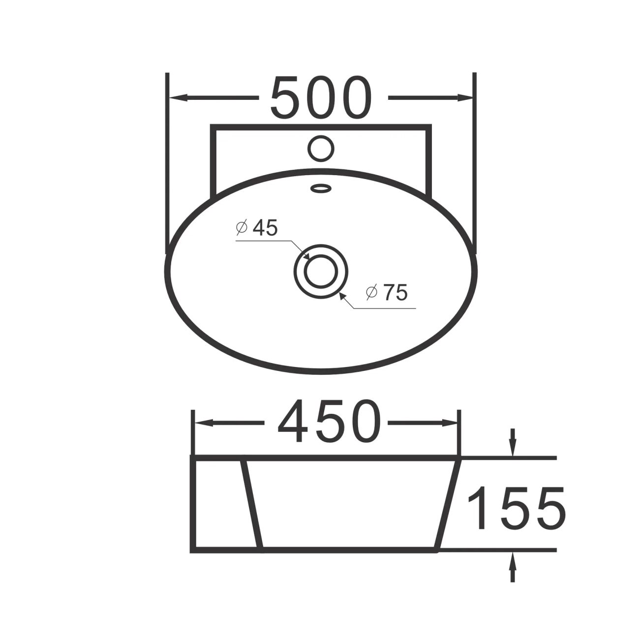 Умивальник підвісний Imprese I-LOD 50*45*15,5см (с06010703-54) Фото - 1