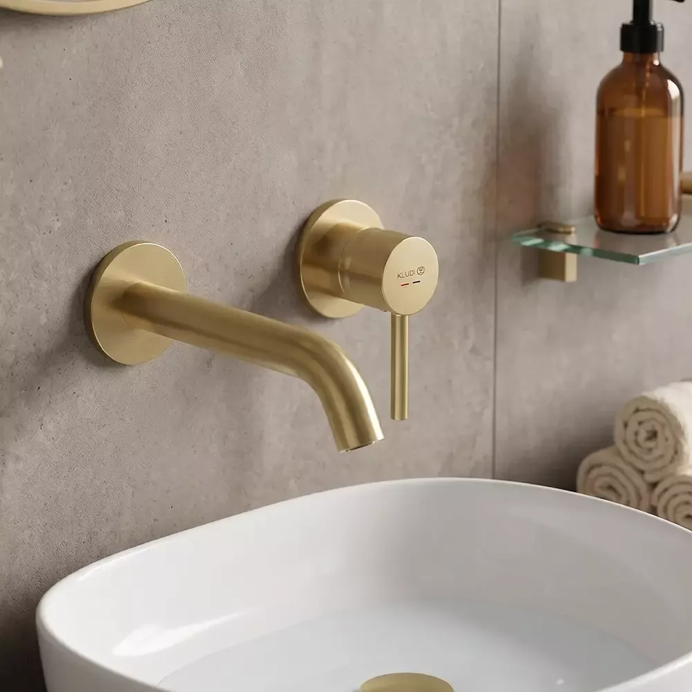 Смеситель скрытого монтажа для раковины Kludi Bozz, брашированное золото (38245N076) Фото - 3