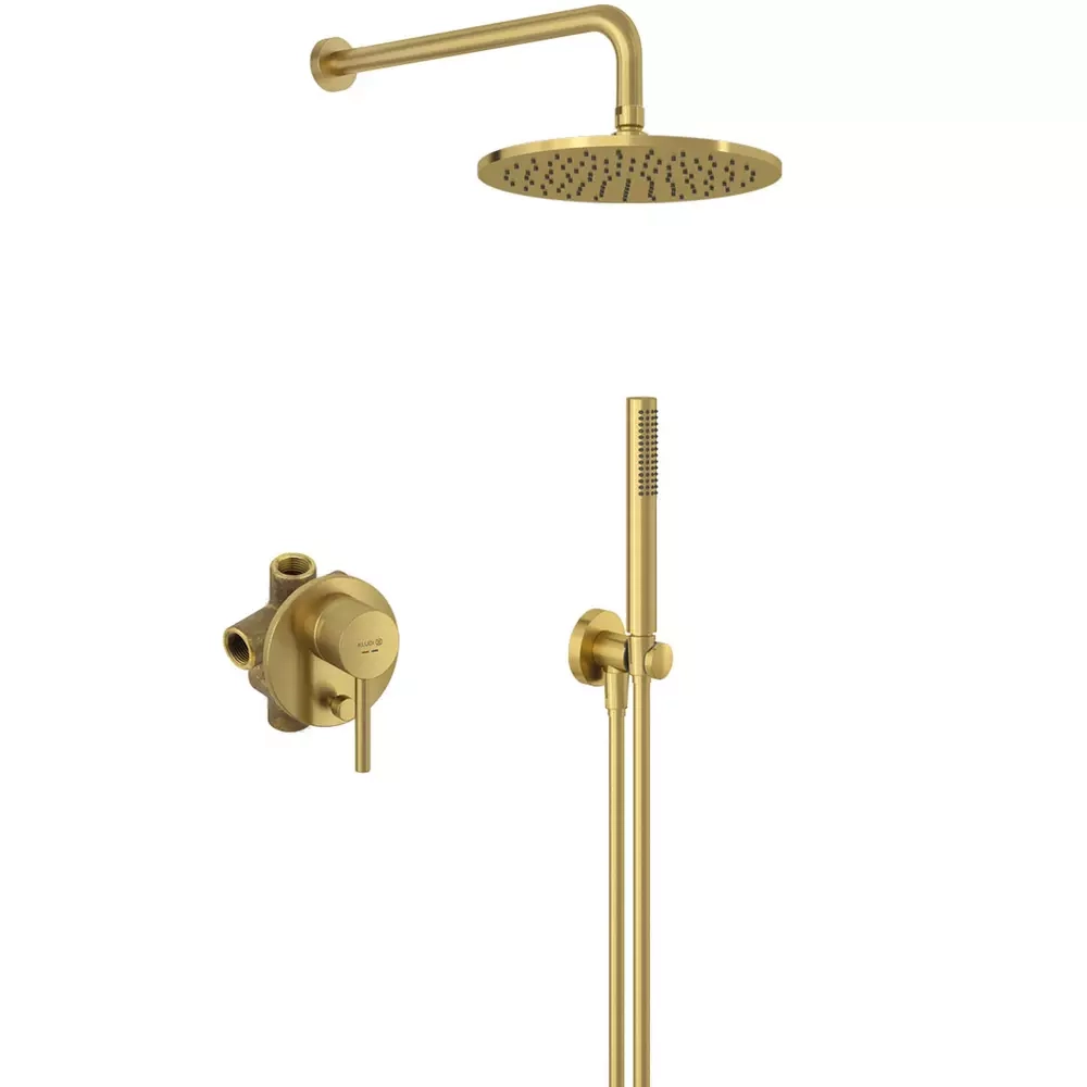 Душевая система Kludi Bozz 7in1 без излива, брашированное золото (38736N076)