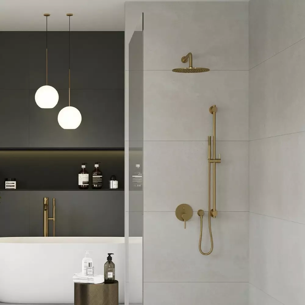 Душевая система Kludi Bozz 7in1 без излива, брашированное золото (38736N076) Фото - 3