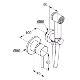 Гигиенический душ Kludi Bozz со смесителем, брашированное золото (38998N076) Фото - 1