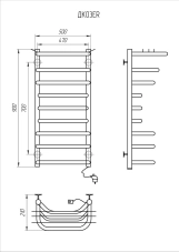 Полотенцесушитель электрический KOSSER Канна 900х500/9 ЕR Фото - 4