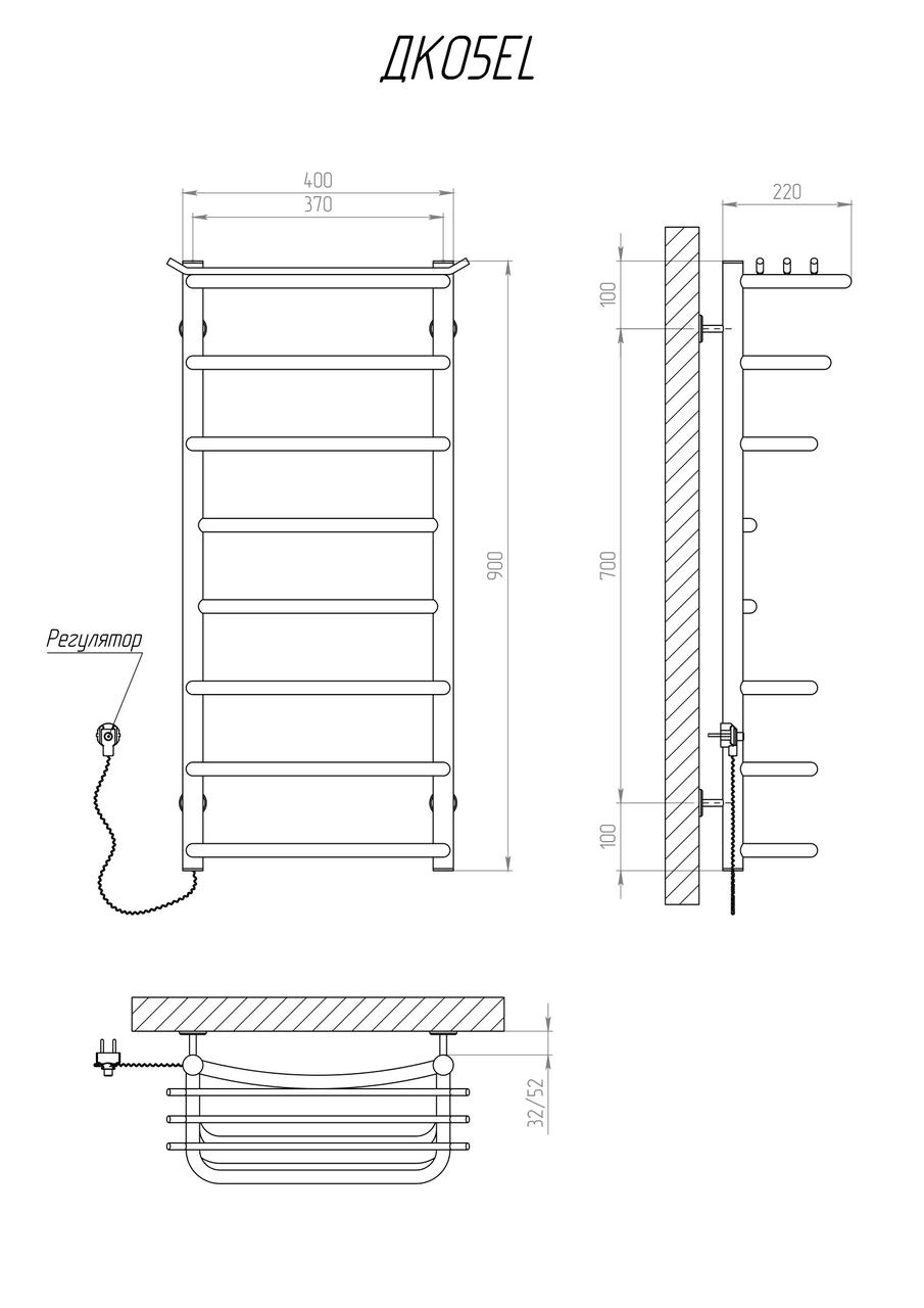 Рушникосушка електрична KOSSER Канна 900х400/8 EL Фото - 4