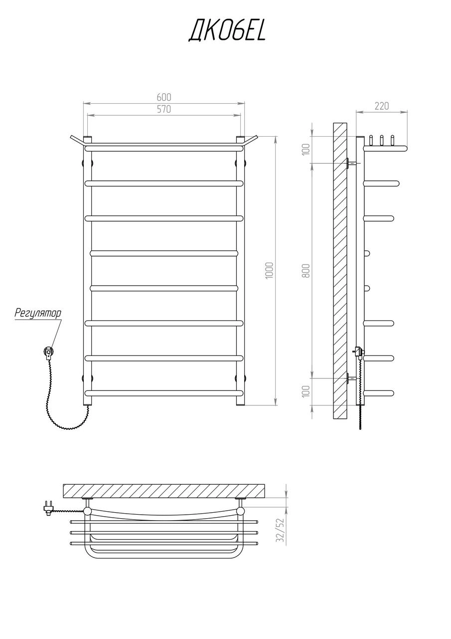 Рушникосушка електрична KOSSER Канна 1000х600/8 EL  Фото - 4