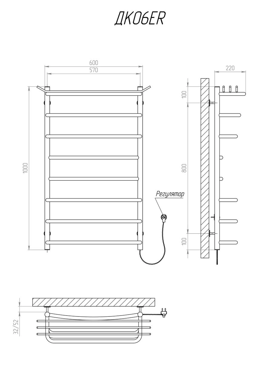 Рушникосушка електрична KOSSER Канна 1000х600/8 ЕR  Фото - 4