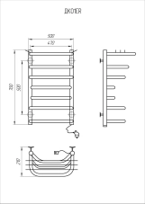 Рушникосушка електрична KOSSER Канна 700х500/7 ЕR, чорна Фото - 3