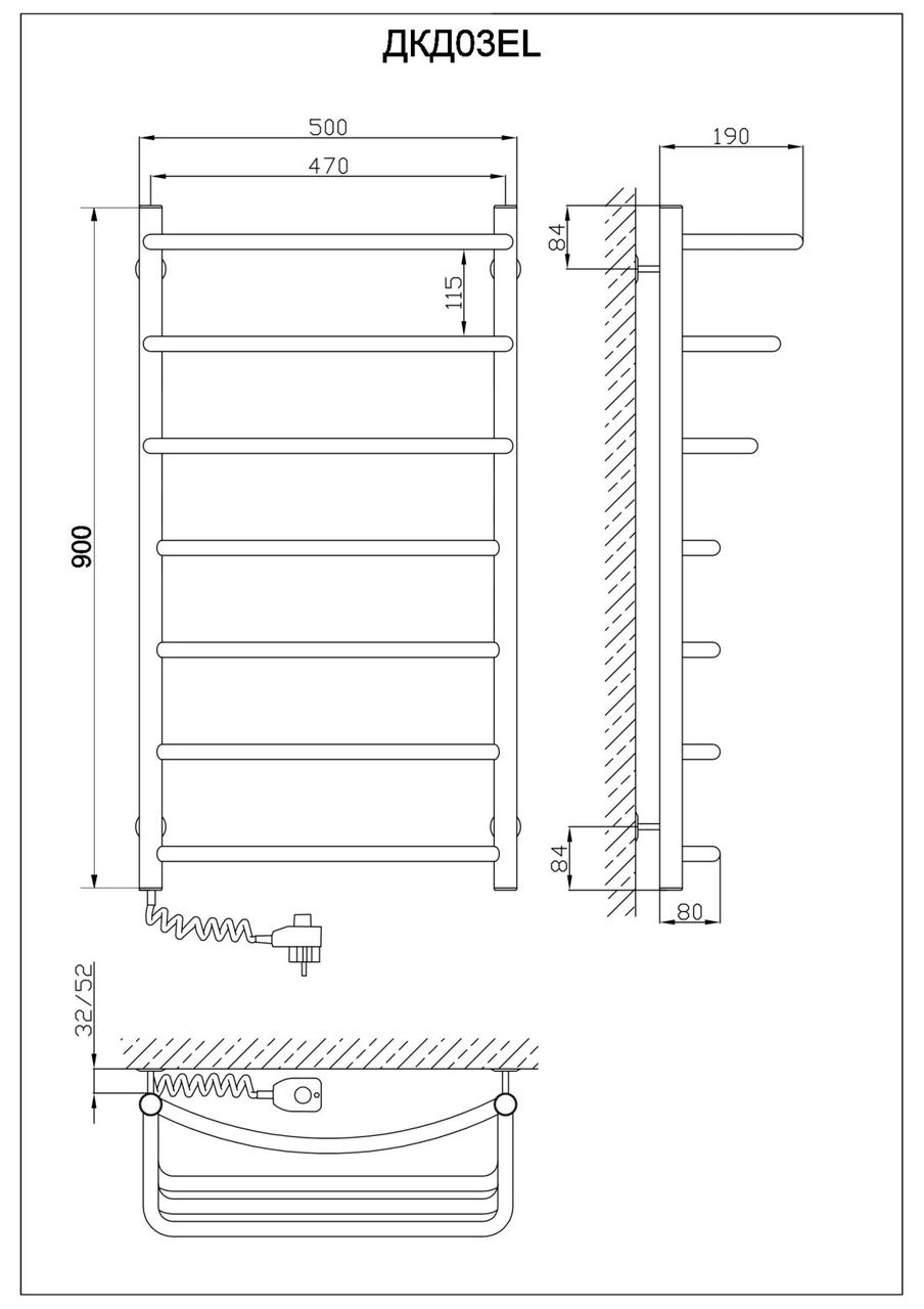 Рушникосушка електрична KOSSER Каскад Дуга 900х500/7 EL  Фото - 4