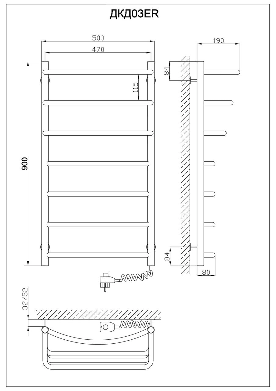 Рушникосушка електрична KOSSER Каскад Дуга 900х500/7 ER  Фото - 4