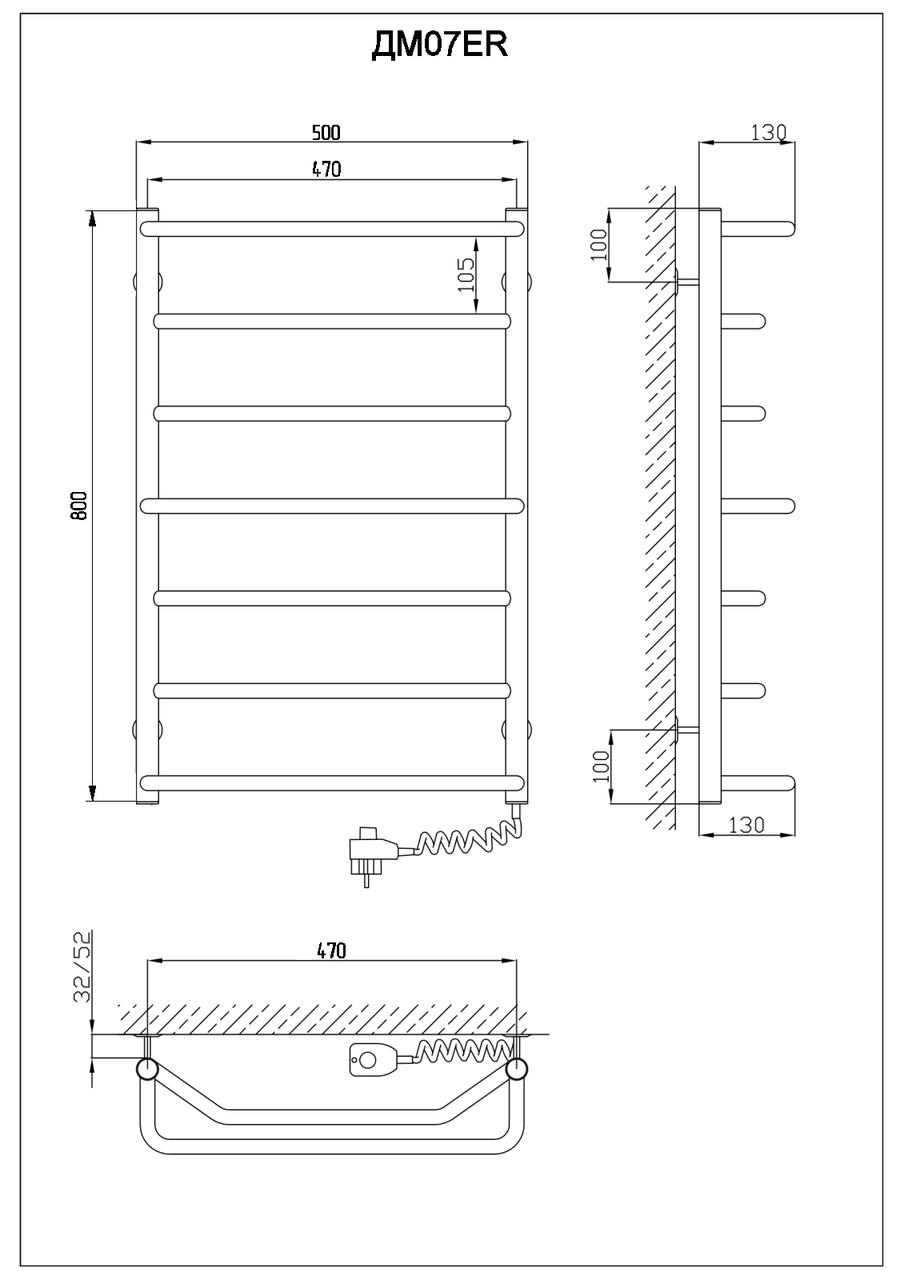 Полотенцесушитель электрический KOSSER Микс 800х530/7 ЕR Фото - 4