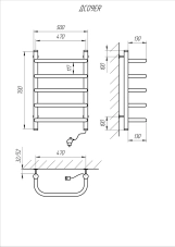 Полотенцесушитель электрический KOSSER Скоба 700х500/5 ЕR Фото - 4