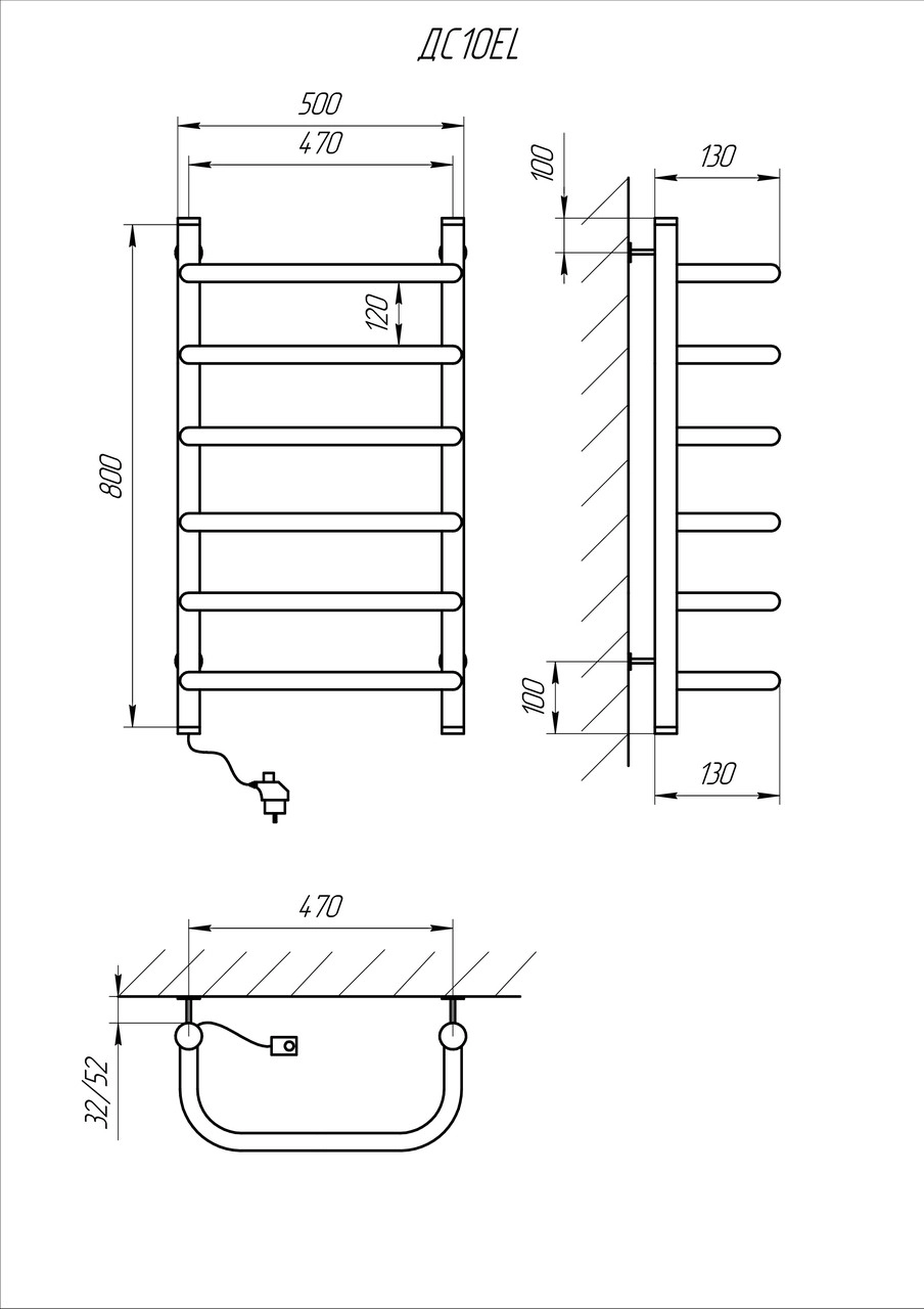 Рушникосушка електрична KOSSER Скоба 800х500/6 ЕL Фото - 4