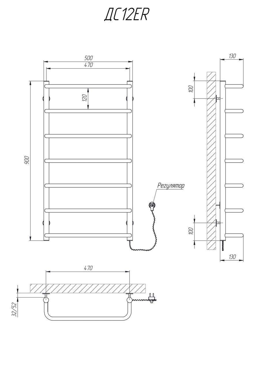 Рушникосушка електрична KOSSER Скоба 900х500/7 ЕR  Фото - 4