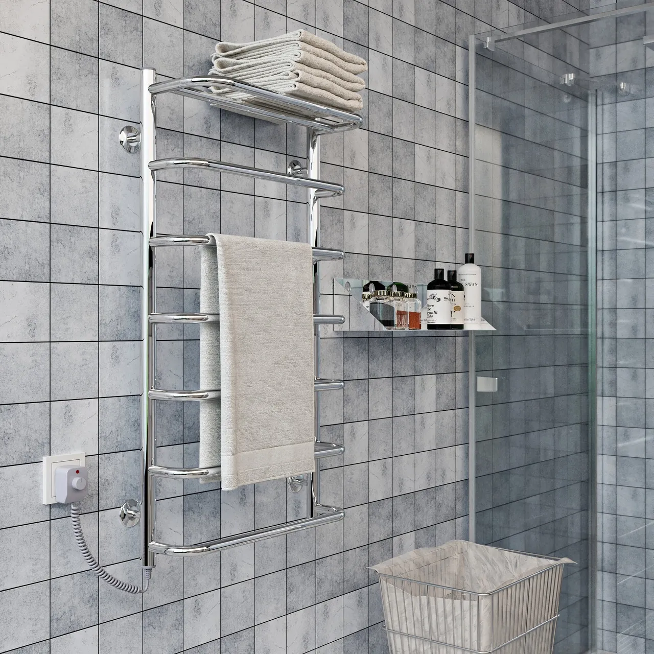 Рушникосушка електрична KOSSER Скоба з полицею 900х530/7 EL  Фото - 2