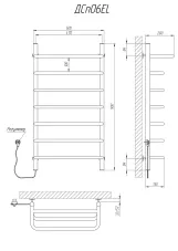 Рушникосушка електрична KOSSER Скоба з полицею 900х530/7 EL  Фото - 4
