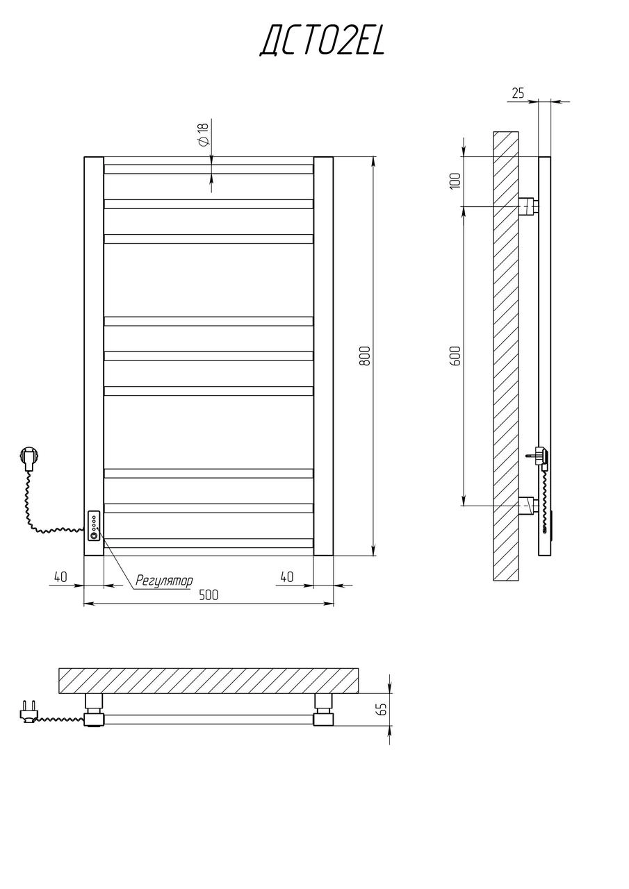Рушникосушка електрична KOSSER Степ 800х500 EL Фото - 4