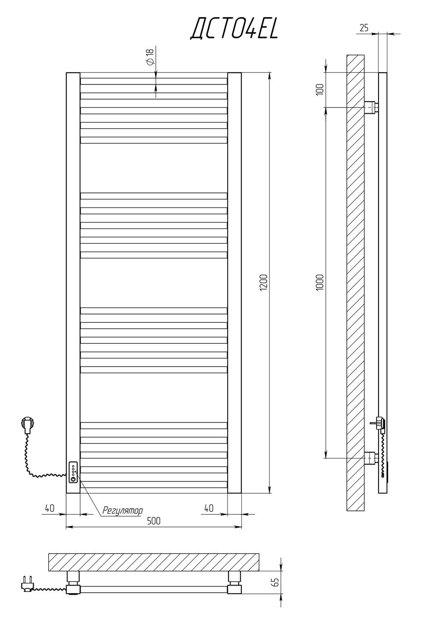 Рушникосушка електрична KOSSER Степ 1200х500 EL, біла Фото - 4