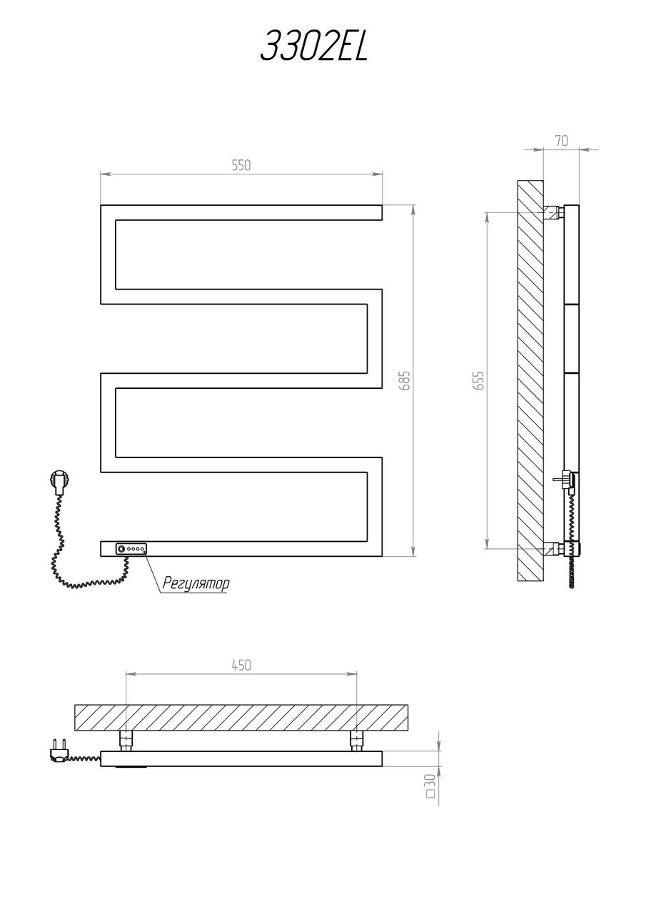 Полотенцесушитель электрический KOSSER Зета 685х550 EL Фото - 4