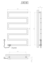 Рушникосушка електрична KOSSER Зета 900х550 EL, чорна Фото - 4