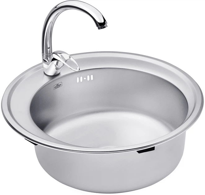 Набір кухонна мийка Kroner KRP Dekor - 510 (0.8 мм) + змішувач для кухні Agua Leon - C032