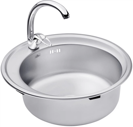 Набор кухонная мойка Kroner KRP Dekor - 510 (0.8 мм) + смеситель для кухни Agua Leon - C032