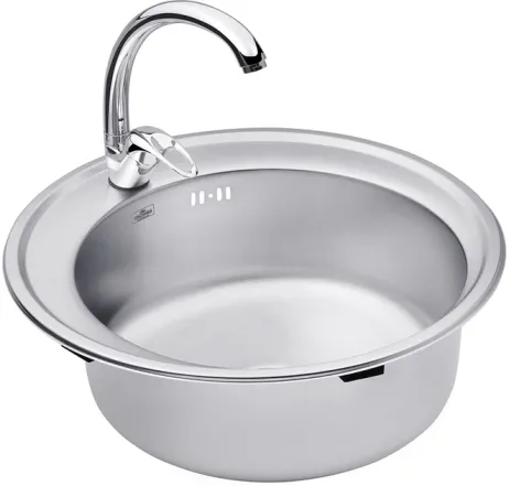Набір кухонна мийка Kroner KRP Dekor - 510 (0.8 мм) + змішувач для кухні Agua Leon - C032