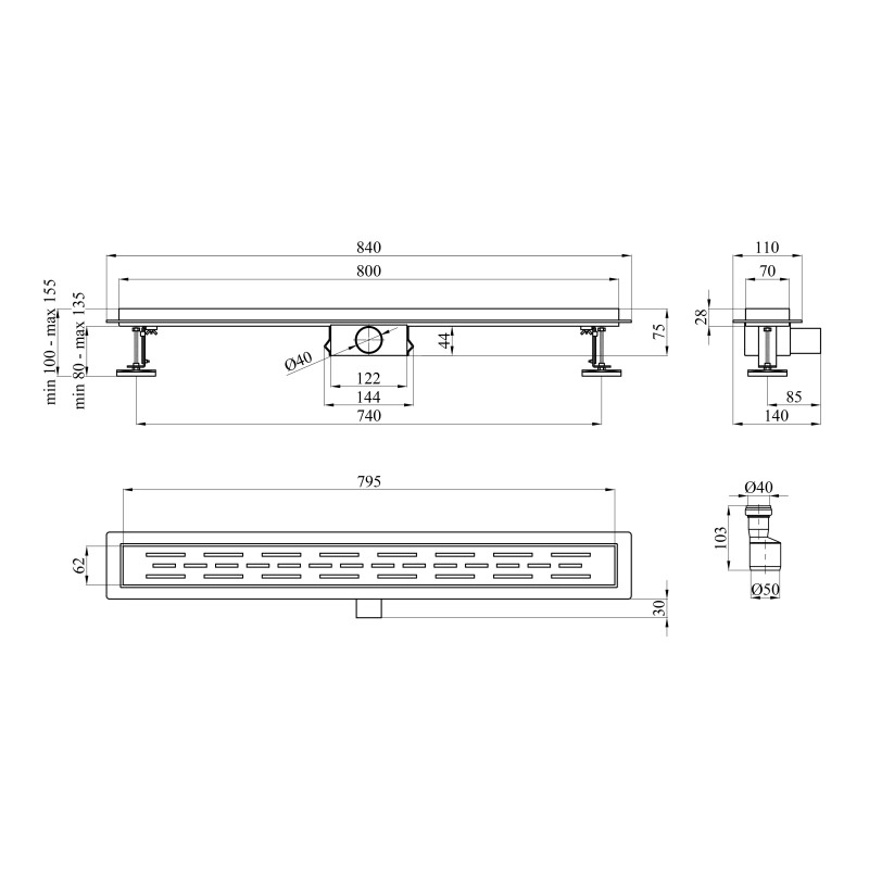Трап линейный Kroner KRP Eifel L80 Linien Фото - 1