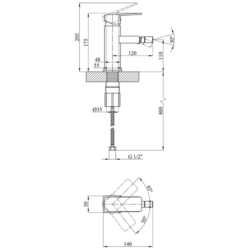 Смеситель для биде Kroner KRM Ems - C020 Фото - 6