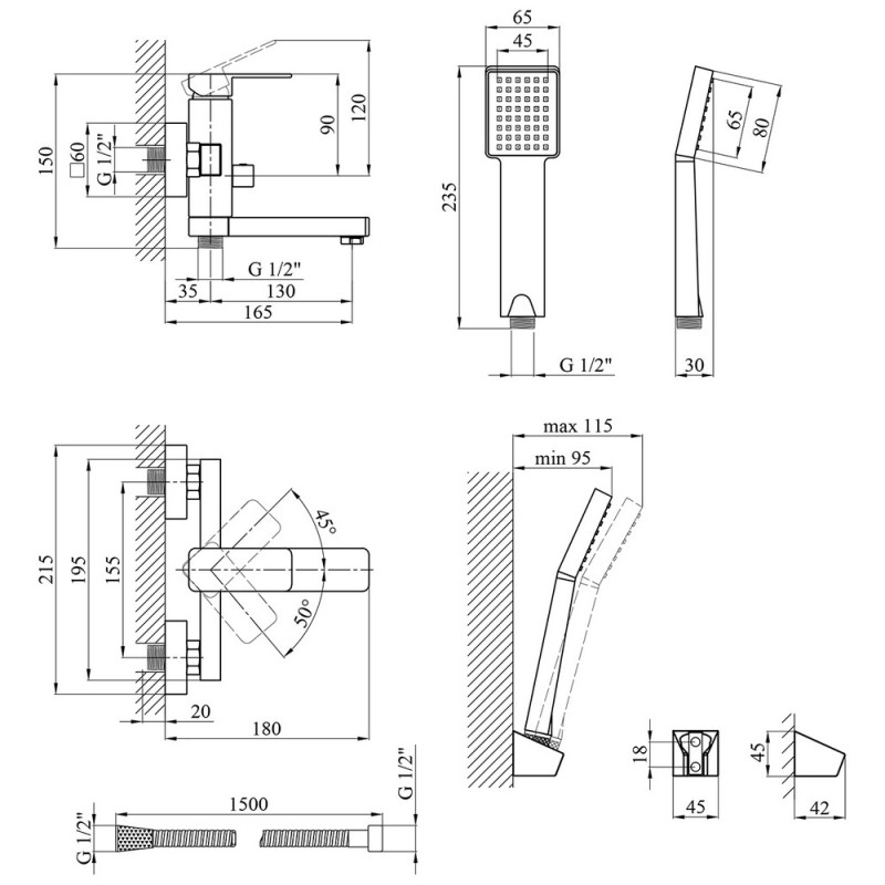 Смеситель для ванны Kroner KRM Ems - C060 Фото - 1