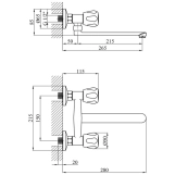 Змішувач для кухні настінний Kroner KRP Hamburg - C040 Фото - 5