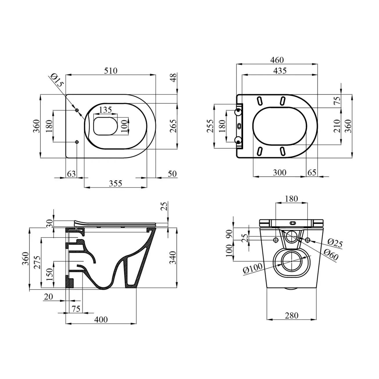 Унітаз підвісний безобідковий Kroner Armada WHI513636 RIMLESS з сидінням Slim Duroplast / Soft-close / Quick relase (KA513636WHIR) Фото - 1