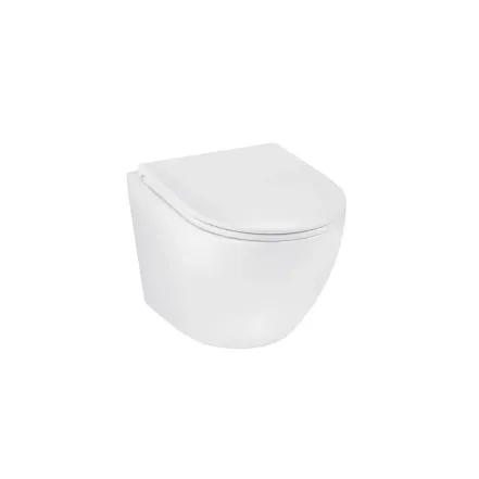 Унітаз підвісний безобідковий Kroner Harz WHI493736 RIMLESS з сидінням Slim Duroplast / Soft-close / Quick relase (KH493736WHIR)