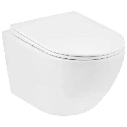 Унітаз підвісний безобідковий Kroner Harz WHI523632 RIMLESS з сидінням (KH523632WHIR)