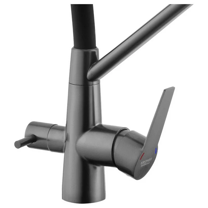 Змішувач для кухні з підключенням до фільтра Kroner KRP Edelstahl Klassisch - PVD03817BLK Фото - 4