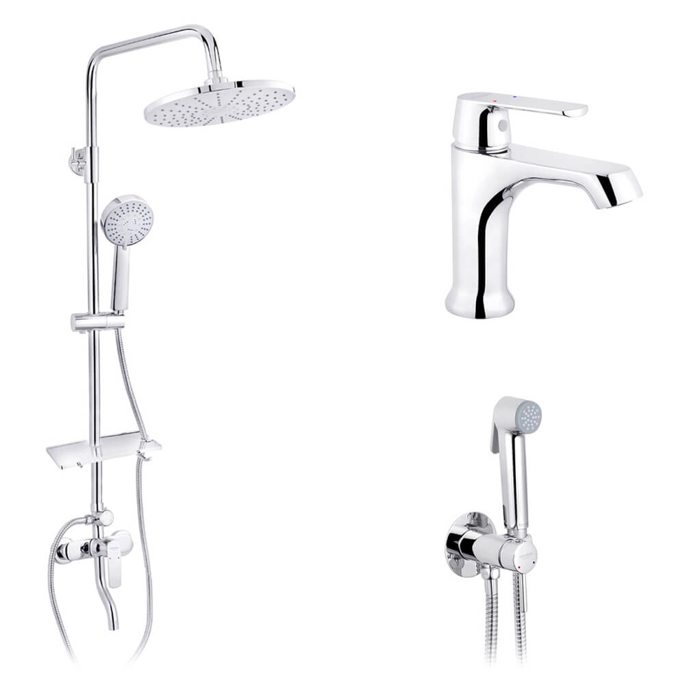 Набор 3 в 1 душова система Kroner Armada-C064K + змішувач Armada-C010 + змішувач Bidet-C082