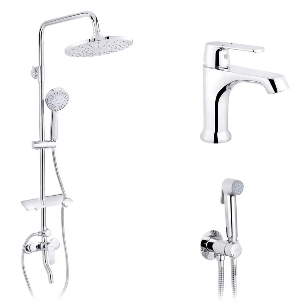 Набор 3 в 1 душевая система Kroner Armada-C064K + смеситель Armada-C010 + смеситель Bidet-C082