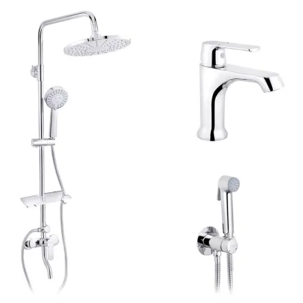 Набор 3 в 1 душова система Kroner Armada-C064K + змішувач Armada-C010 + змішувач Bidet-C082