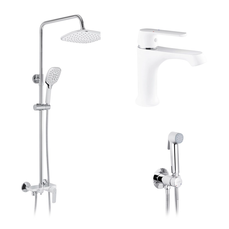 Набор 3 в 1 душова система Kroner Armada-W063 + змішувач Armada-W010 + змішувач Bidet-C082