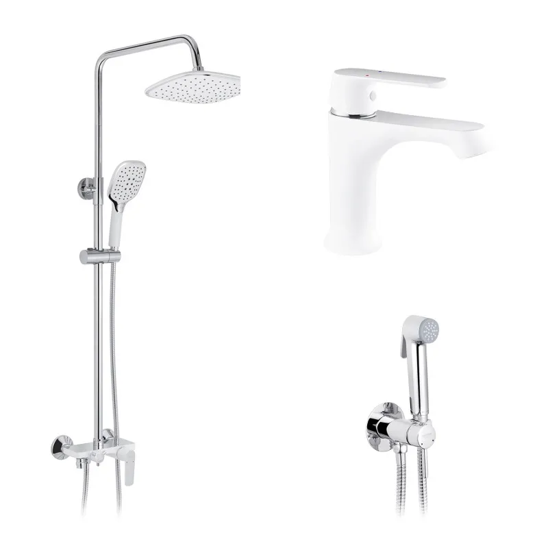 Набор 3 в 1 душевая система Kroner Armada-W063 + смеситель Armada-W010 + смеситель Bidet-C082