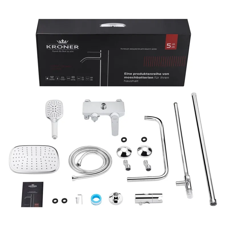 Набор 3 в 1 душевая система Kroner Armada-W063 + смеситель Armada-W010 + смеситель Bidet-C082 Фото - 13
