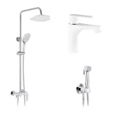 Набор 3 в 1 душевая система Kroner Armada-W063 + смеситель Armada-W010 + смеситель Bidet-C082