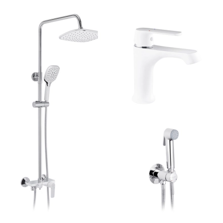 Набор 3 в 1 душова система Kroner Armada-W063 + змішувач Armada-W010 + змішувач Bidet-C082