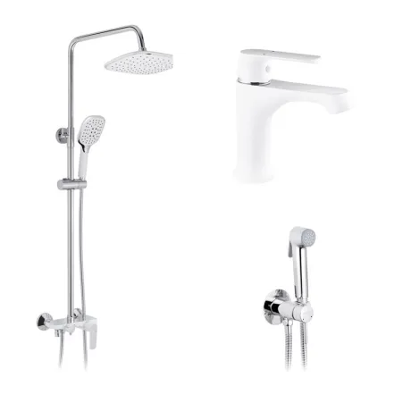 Набор 3 в 1 душова система Kroner Armada-W063 + змішувач Armada-W010 + змішувач Bidet-C082